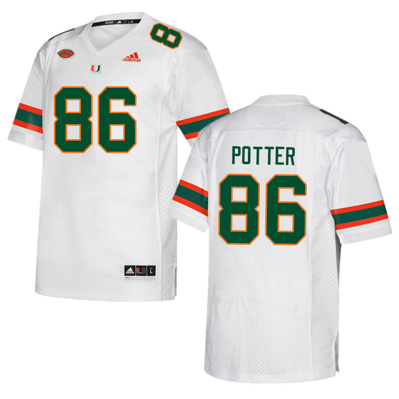 Men #86 Fred Potter Miami Hurricanes College Football Jerseys Sale-White
